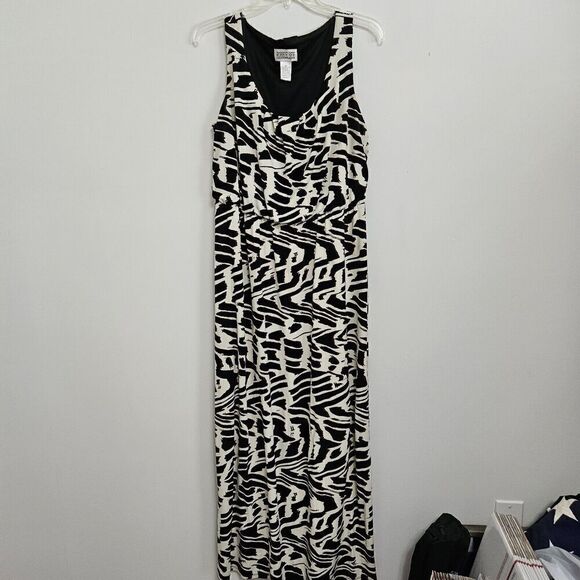 Robbie Bee Size M Woman's Black And Brown Sleeveless Long Maxi Dress Bloused - Picture 1 of 8